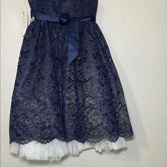 American Princess Blue Fit and Flare Sleeveless Dress for Weddings - Picture 6 of 8